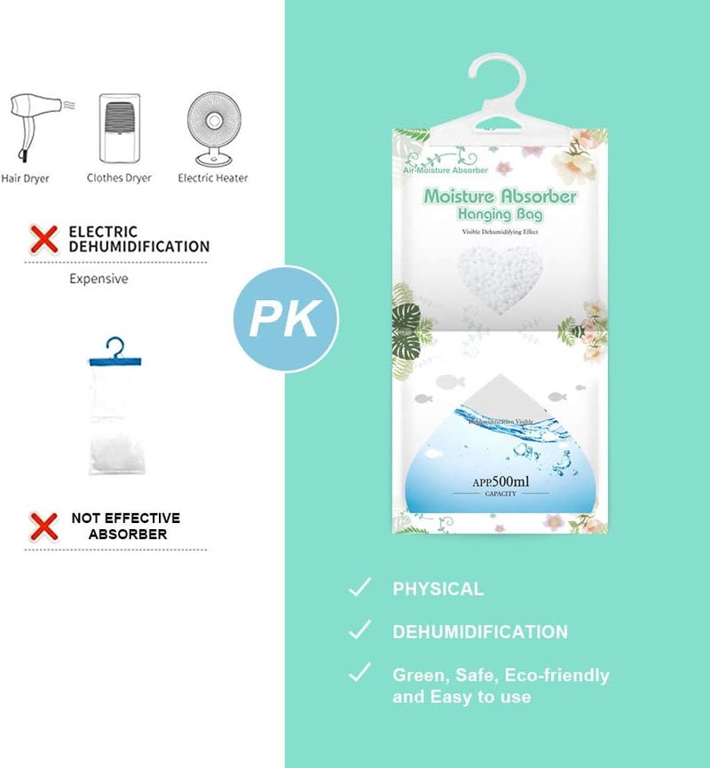CANAGER Hanging Moisture Absorber-12 Packs, Hanging Dehumidifier Bags for Closet,Bedroom and kitchen,Fragrance Free,Moisture Absorb 12.5OZ - Image 3